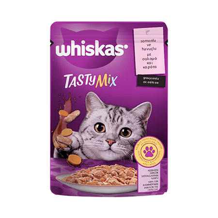 WHİSKAS TASTY MİX SOMONLU&HAVUÇLU 85GR*28